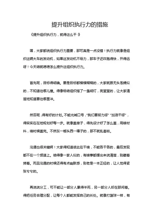 提升组织执行力的措施