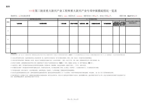 项目摸排表