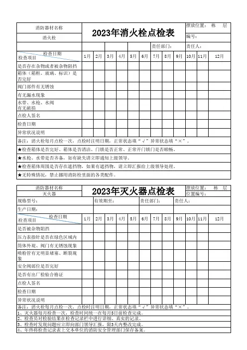消火栓灭火器点检表