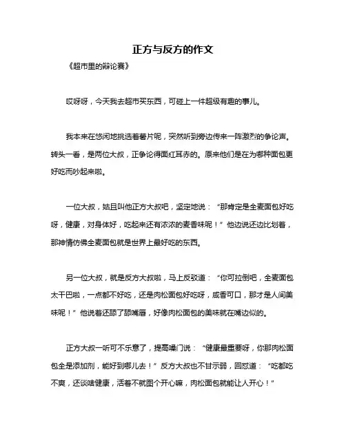 正方与反方的作文