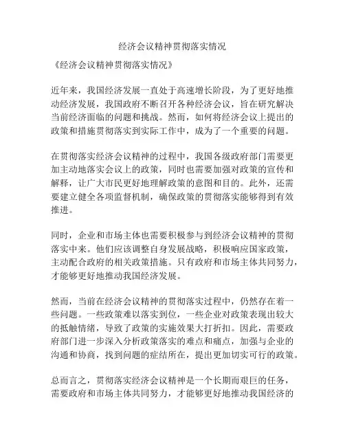 经济会议精神贯彻落实情况