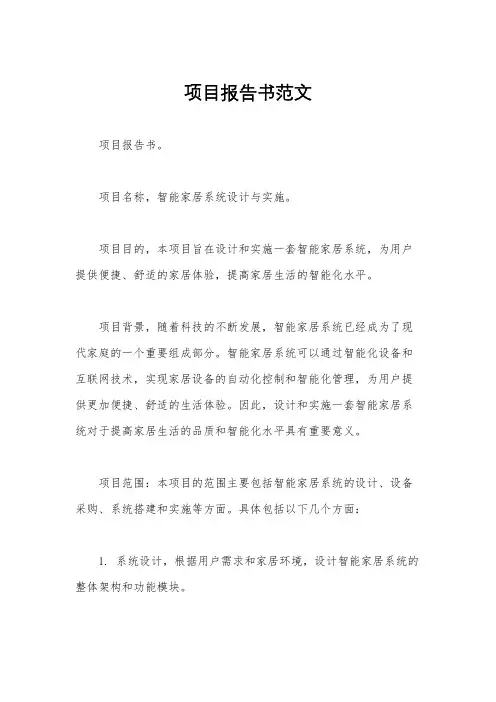 项目报告书范文
