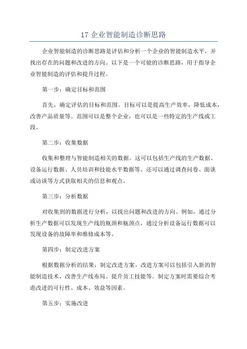 17企业智能制造诊断思路