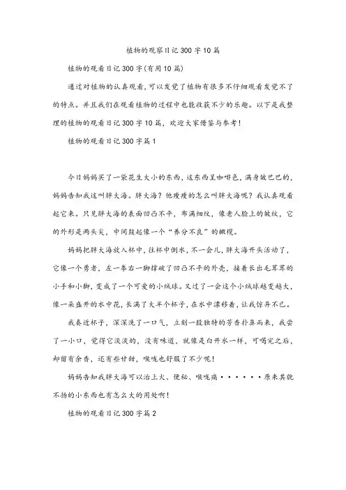 植物的观察日记300字10篇