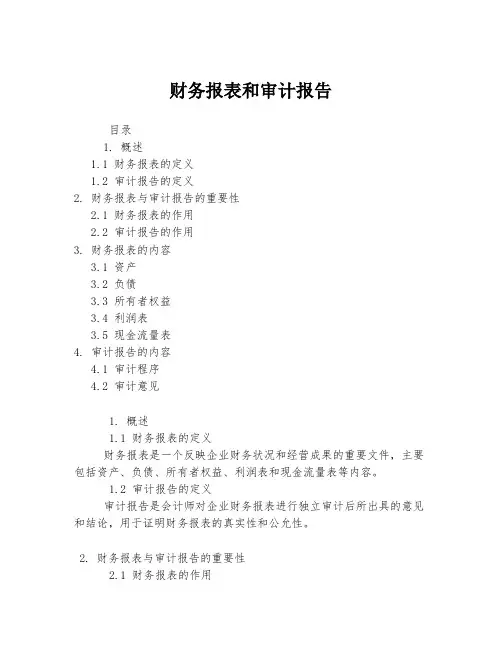 财务报表和审计报告
