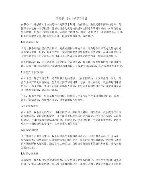 为理想大学奋斗的学习计划