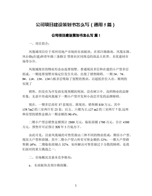 公司项目建设策划书怎么写(通用5篇)
