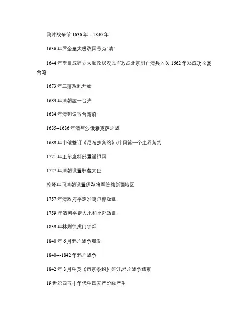 中外历史事件按时间顺序排列