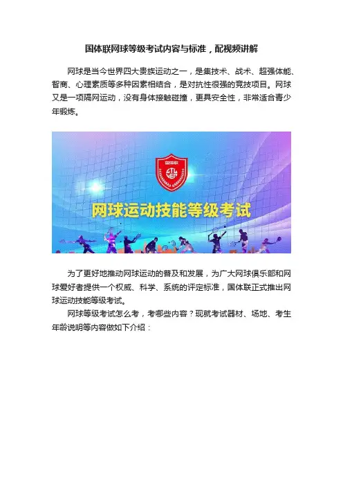 国体联网球等级考试内容与标准，配视频讲解