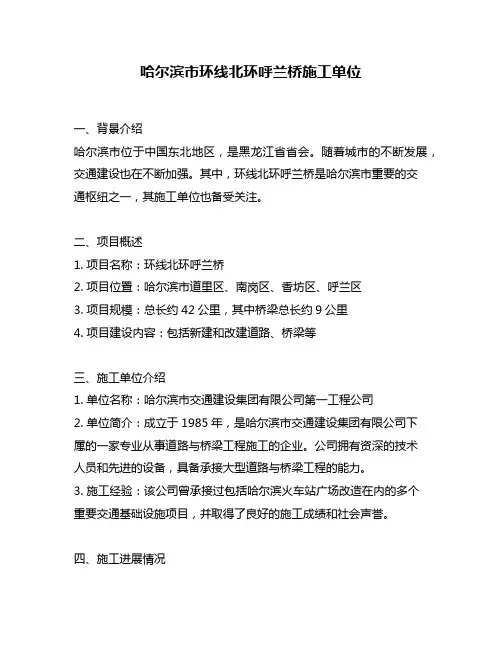 哈尔滨市环线北环呼兰桥施工单位