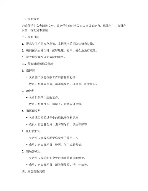 学生宿舍消防应急疏散预案