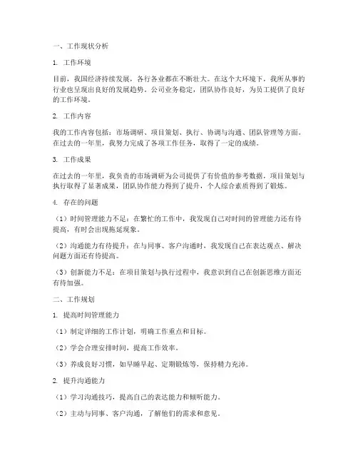 工作现状分析及工作规划