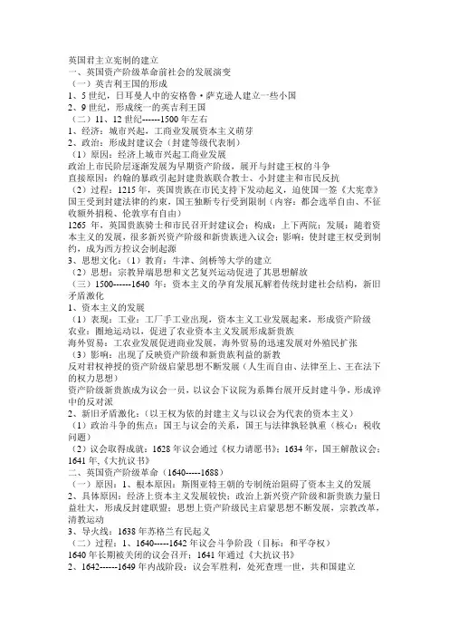 英国君主立宪制的建立