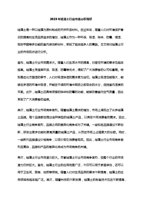 2023年硅藻土行业市场分析现状