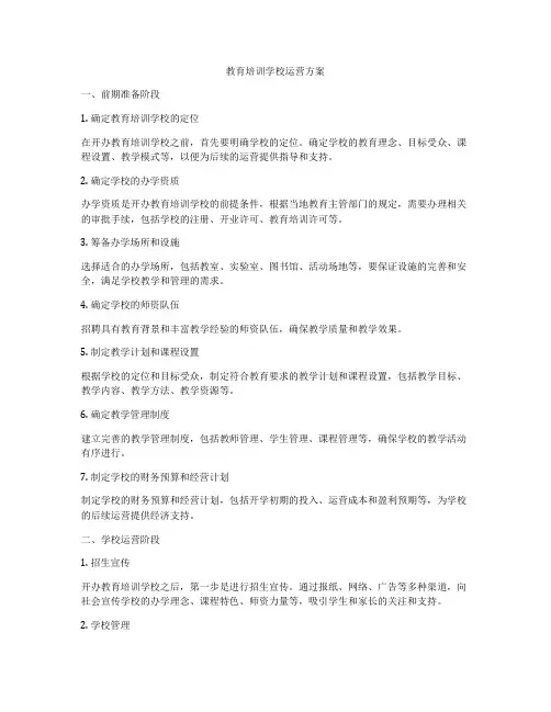 教育培训学校运营方案