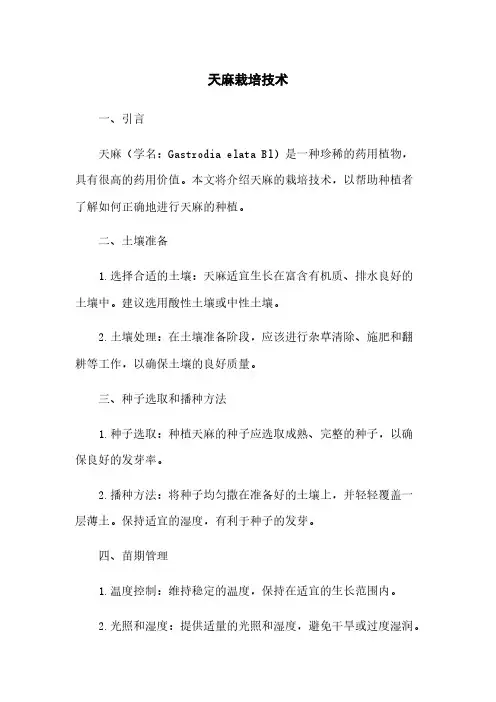 天麻栽培技术