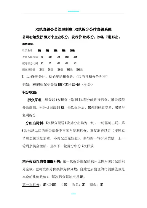 双轨直销会员管理制度 双轨拆分公排直销系统
