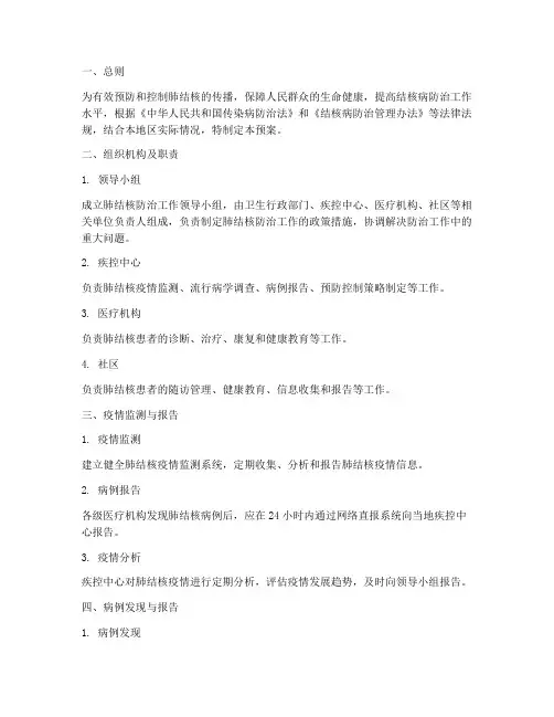 肺结核工作预案