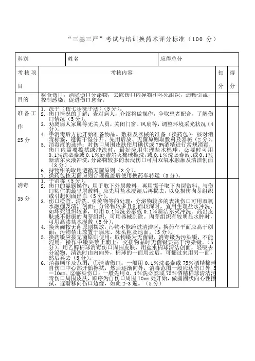换药术评分标准