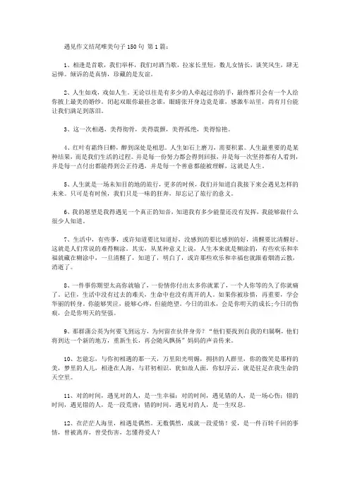 遇见作文结尾唯美句子150句(1篇)