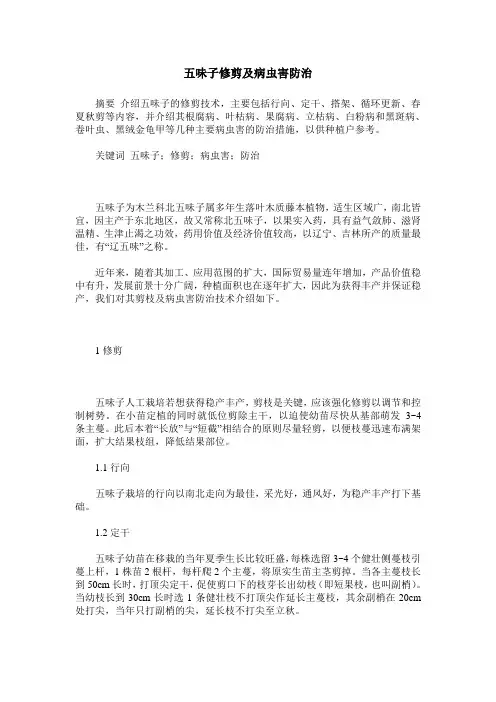 五味子修剪及病虫害防治