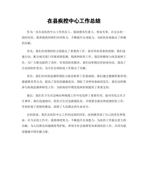 在县疾控中心工作总结