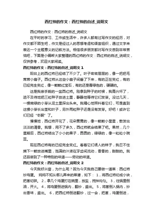 西红柿的作文：西红柿的自述_说明文