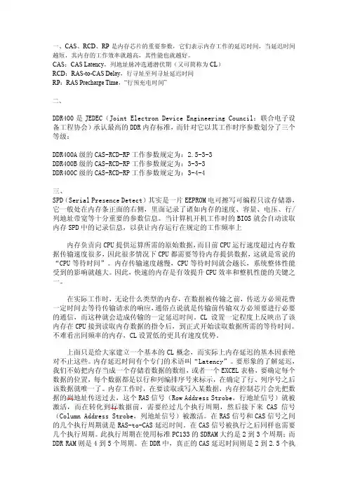 DDR 内存参数