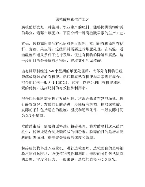 腐植酸尿素生产工艺
