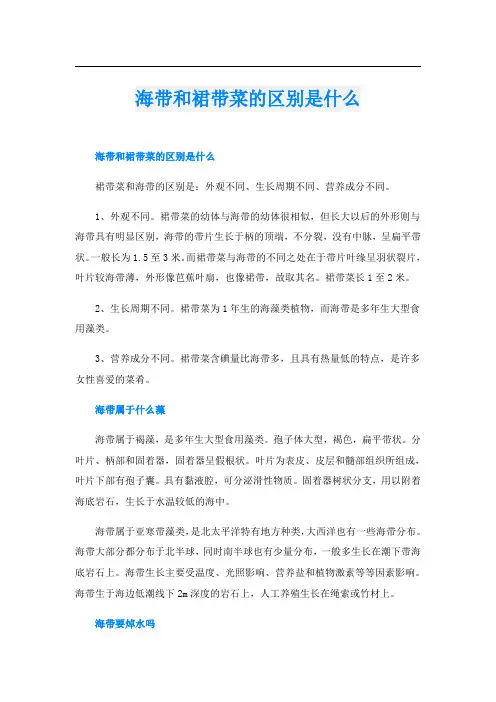 海带和裙带菜的区别是什么
