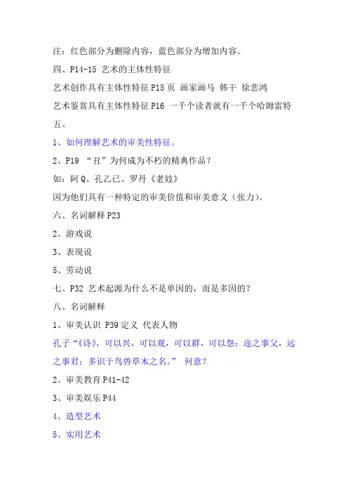 艺术概论考试题目大纲(广西艺术学院音乐学院整理)