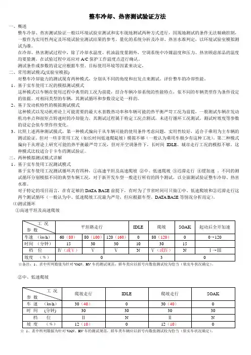 整车冷却测试验证方法
