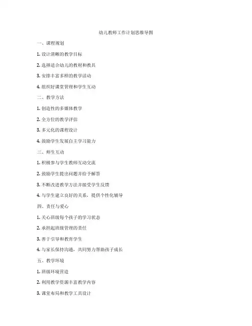 幼儿教师工作计划思维导图