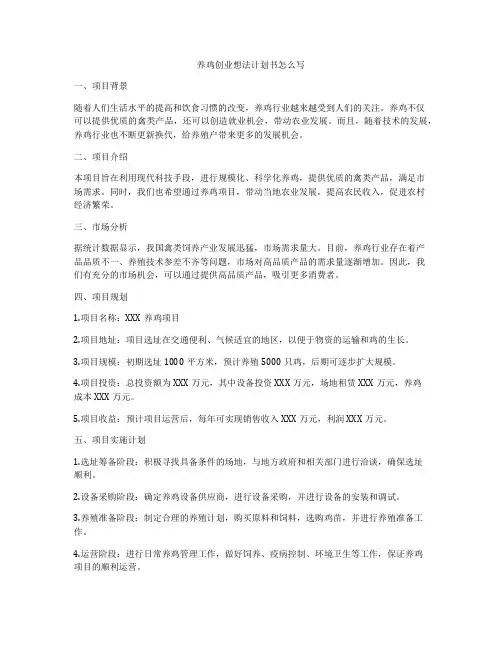 养鸡创业想法计划书怎么写