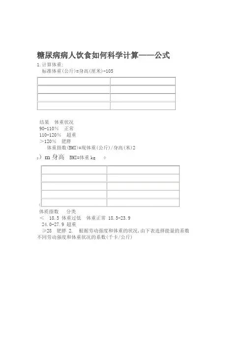 糖尿病病人饮食如何科学计算公式