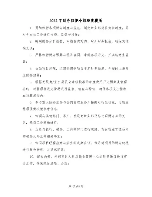 2024年财务监督小组职责模版（二篇）