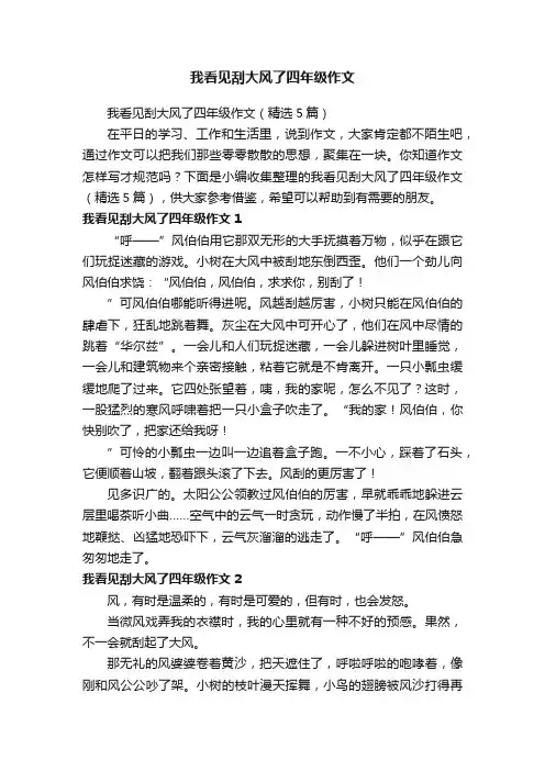 我看见刮大风了四年级作文（精选5篇）
