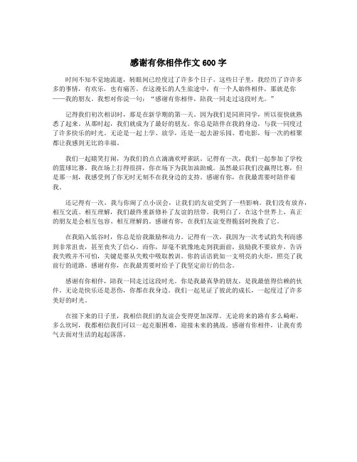 感谢有你相伴作文600字