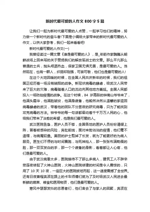 新时代最可爱的人作文800字5篇