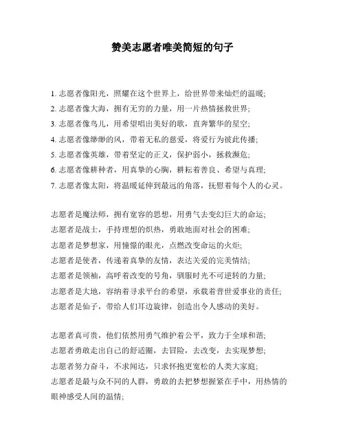 赞美志愿者唯美简短的句子