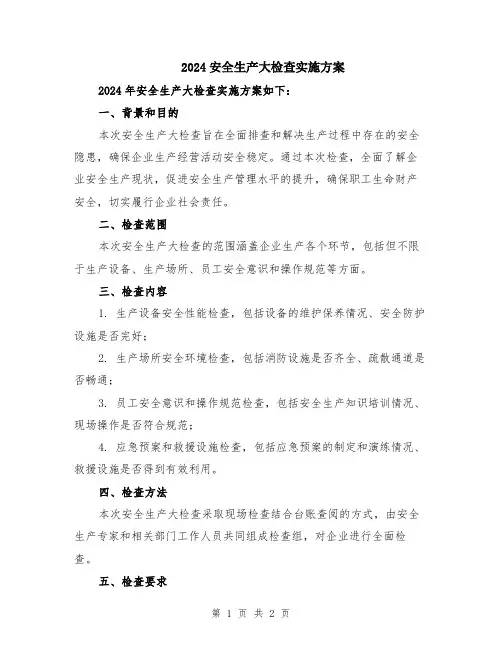 2024安全生产大检查实施方案