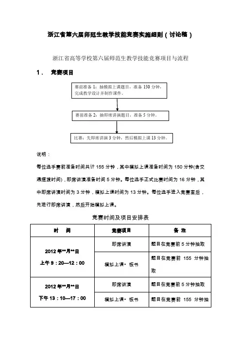 浙江省第六届师范生教学技能竞赛实施细则(讨论稿)