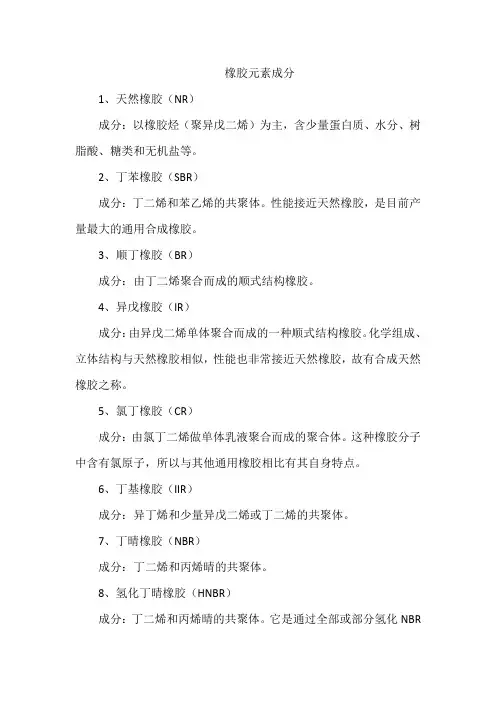 橡胶元素成分