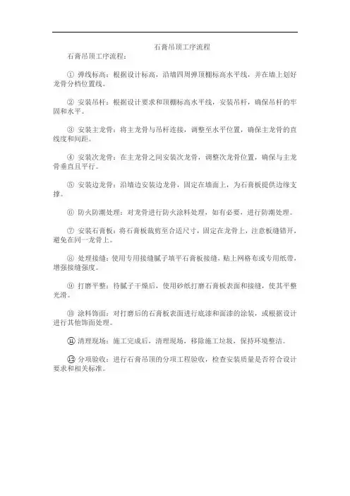 石膏吊顶工序流程