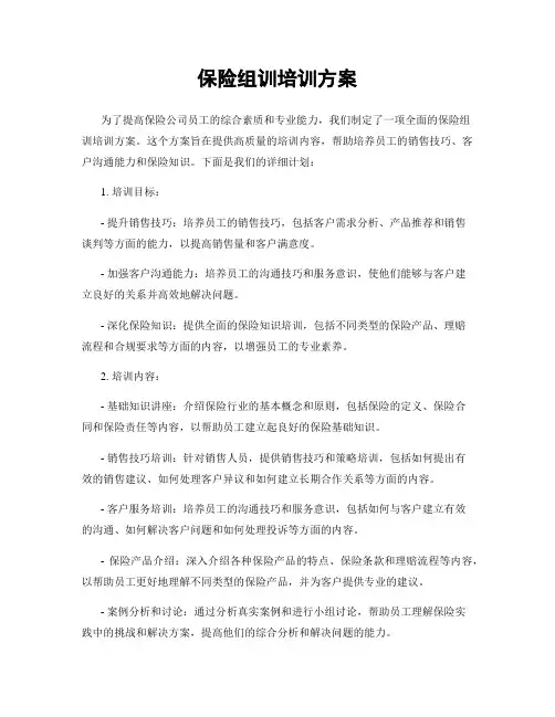 保险组训培训方案