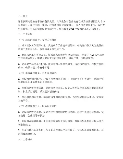大学双创年度总结