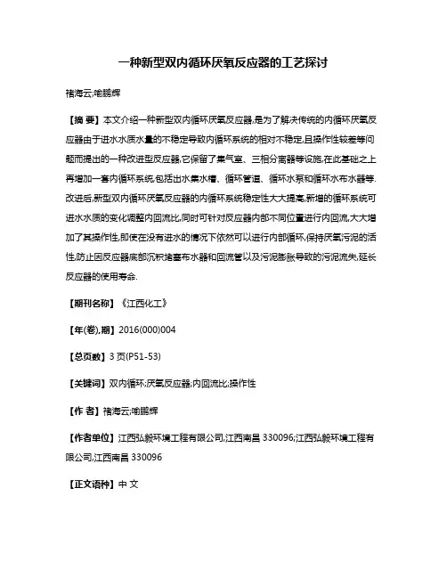 一种新型双内循环厌氧反应器的工艺探讨
