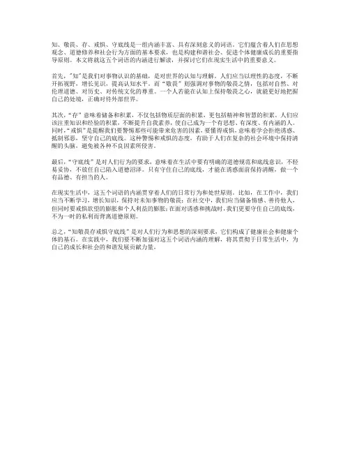知敬畏存戒惧守底线讨论发言