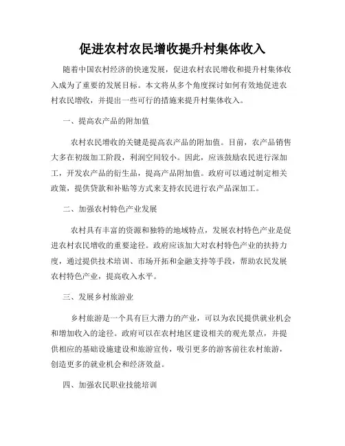 促进农村农民增收提升村集体收入