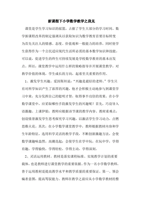 新课程下小学数学教学之我见